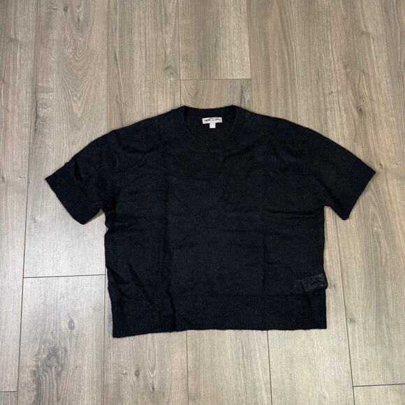 J.Crew Alpaca-Blend Oversized Sweater T-Shirt WMNS M Black Short Sleeve Crewneck - Picture 2 of 6